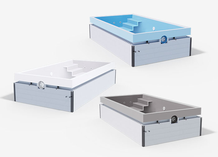 Material und Farben Albixon Überlaufpool