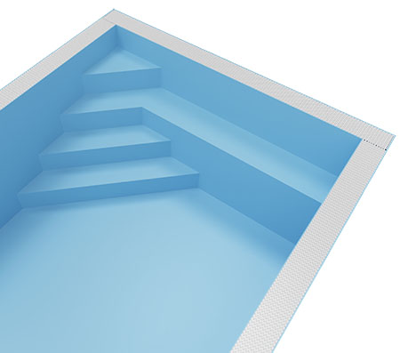 Ecktreppe mit Sitzbank für Albixon Fertigpool