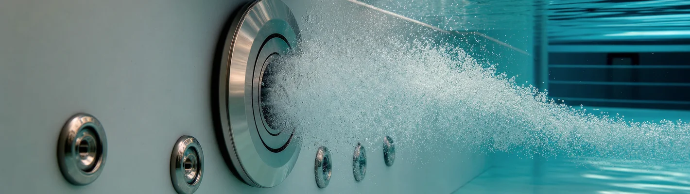 Einbau von Attraktionen in die Beckenwand eines Schwimmbeckens