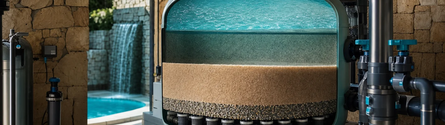 Hochschichtfilter als Mehrschicht-Sandfilter im Pool-Technikraum