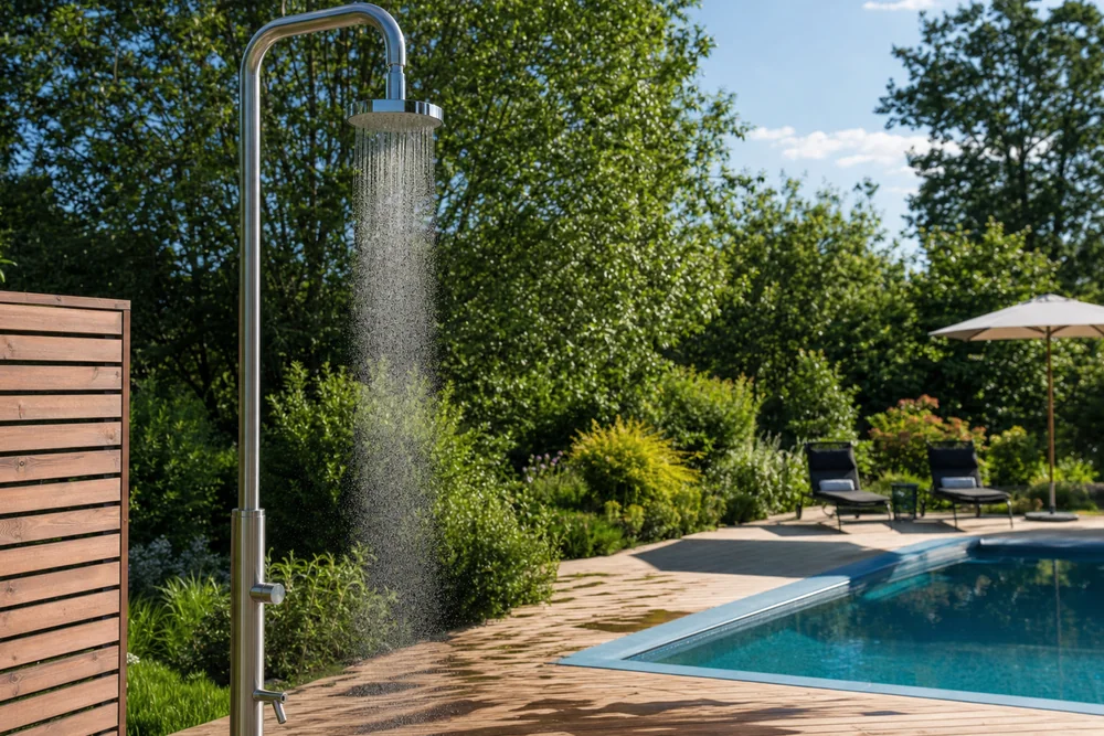 Pooldusche und Wasserattraktion als mögliche Quelle von Aerosolen
