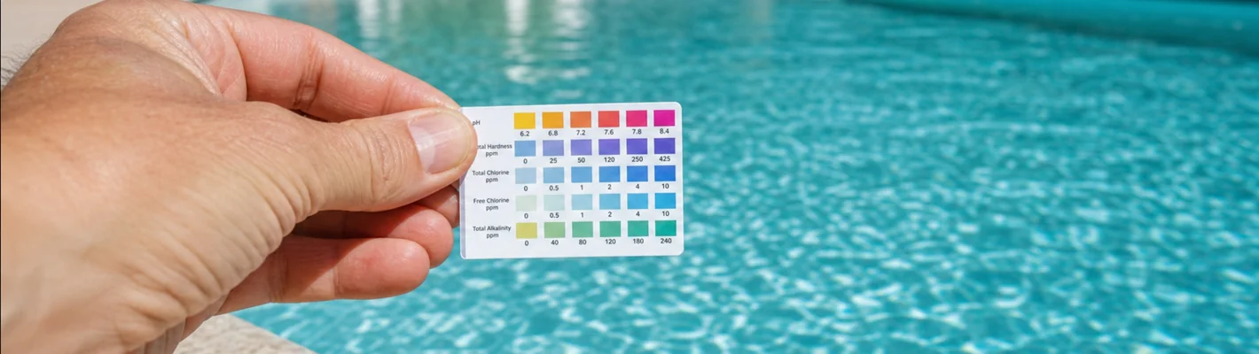 Wassertest am Pool zeigt einen zu niedrigen pH-Wert
