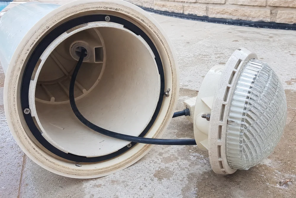 Aufbau eines PAR56-Poolscheinwerfers mit Nische Lampeneinsatz und Dichtung