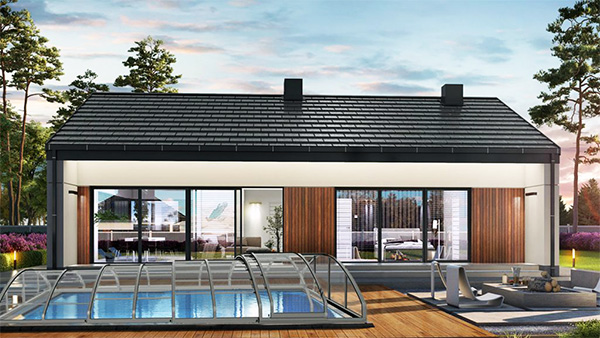 Flache Poolüberdachung Aluna® Variant Light Flache Poolüberdachung Aluna® Variant Light