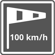 100 Km/h Windgeschwindigkeit
