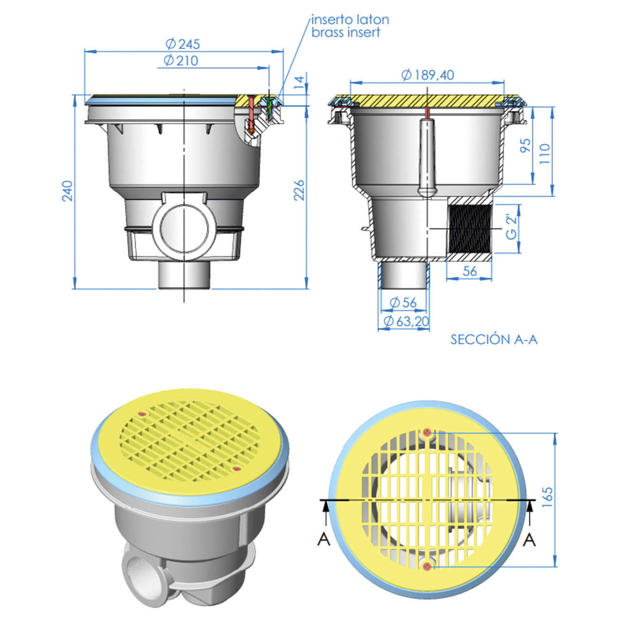 Bodenablauf 245 mm aus ABS weiß