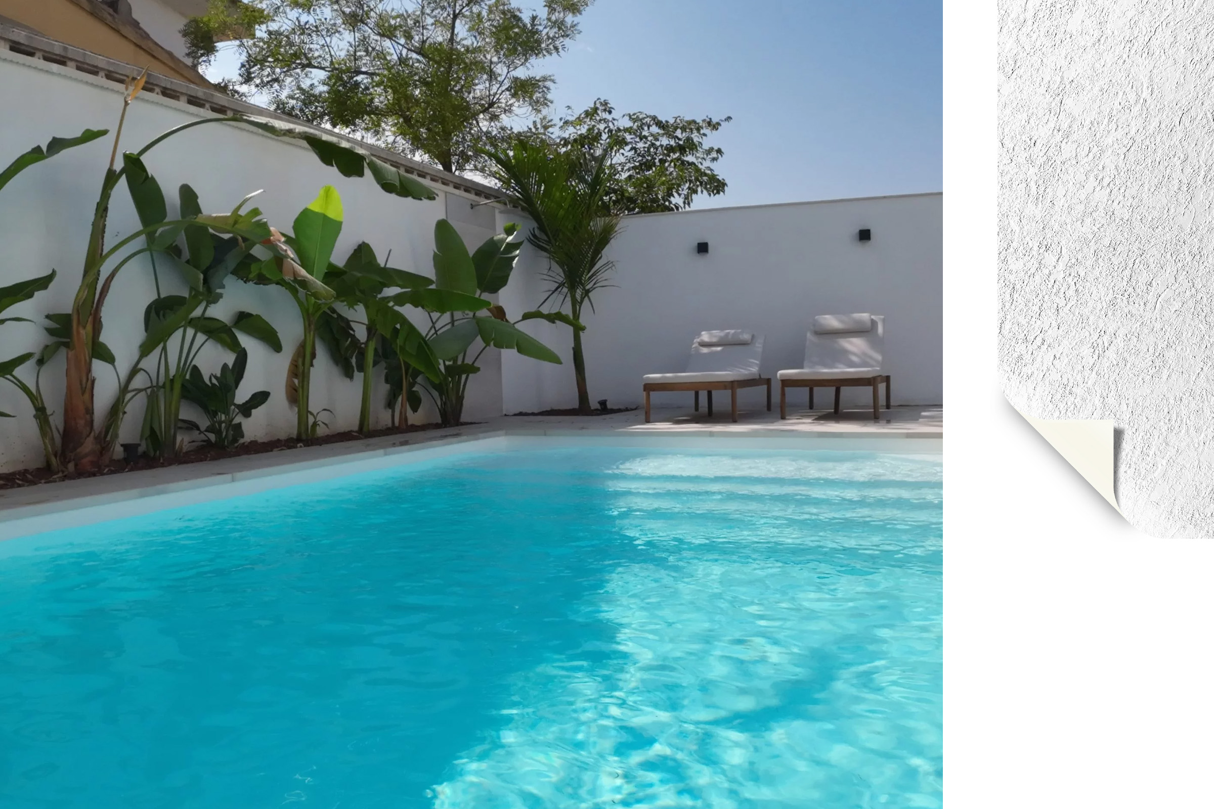 Heller Pool mit weißer Poolfolie ELBE motion – Farbton Arctic White für kristallklares Wasser