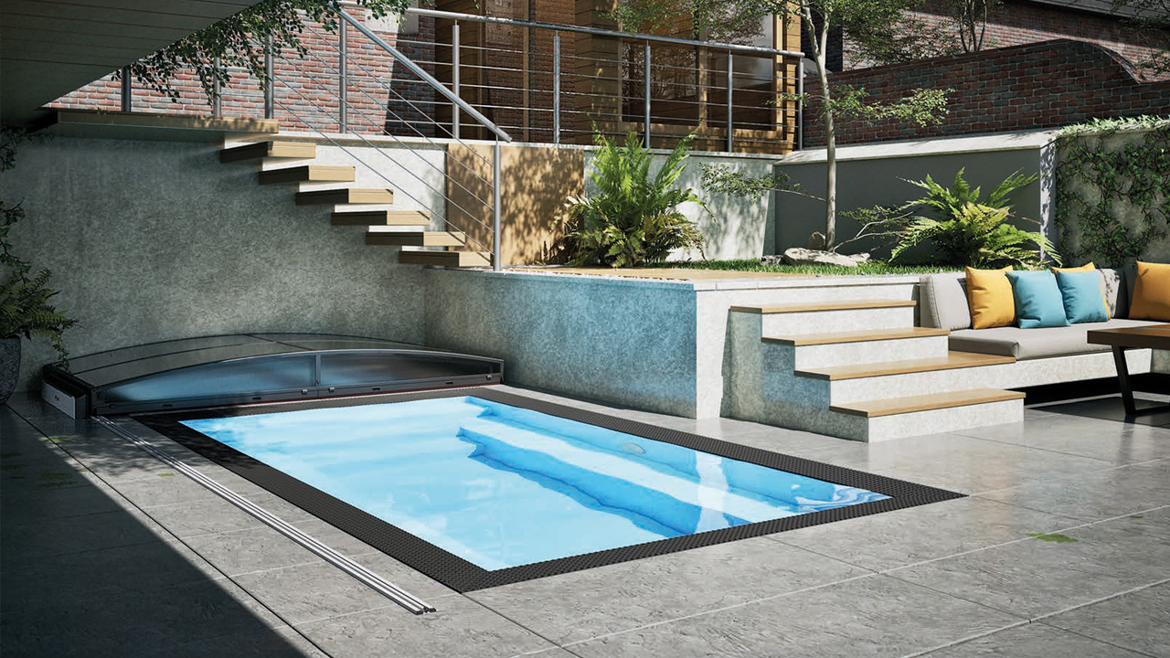 Detailansicht des Albixon PP Pool Mini Qbig in Blau mit den Maßen 225 x 375