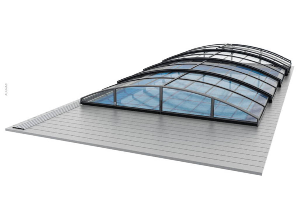 Flache Poolüberdachung Aluna® Variant Light R1