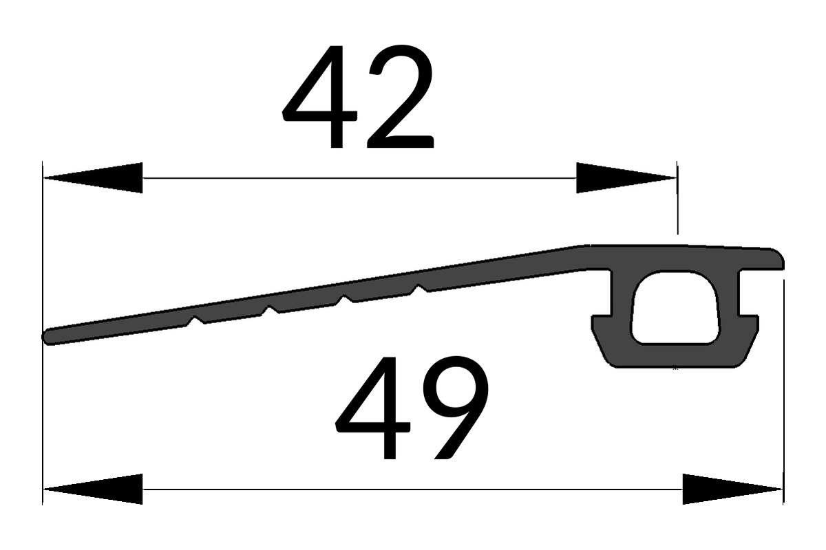 Technische Zeichnung der Albixon Moduldichtung 8,8 x 42 mm mit den Maßen 42 und 49 mm