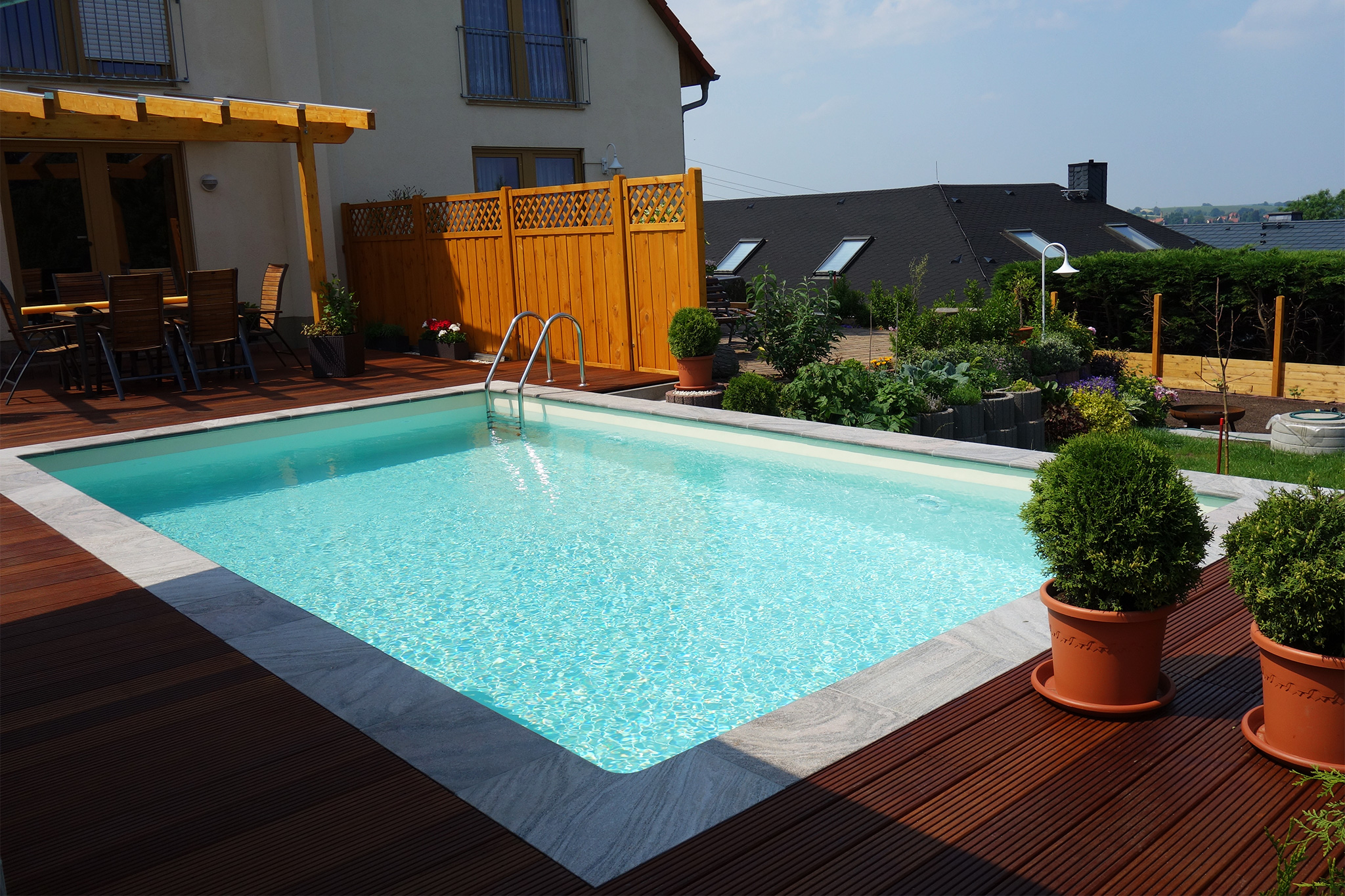 Schwimmbecken 4x7x1,5m mit Blueline Supra in Sand