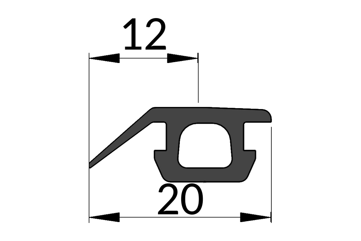 Technische Zeichnung der Albixon Moduldichtung 8,8 x 12 mm mit den Maßen 12 und 20 mm
