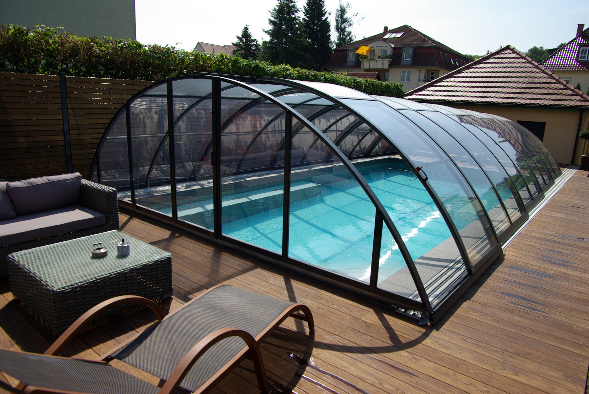 seitl. Schiebetür Schwimmbadüberdachung Premium C