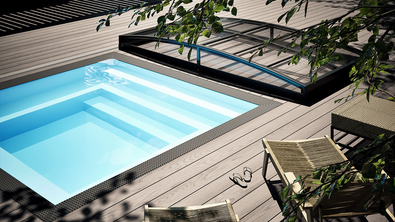 Gesamtansicht des Albixon PP Pool Mini Qbig Poolsystems