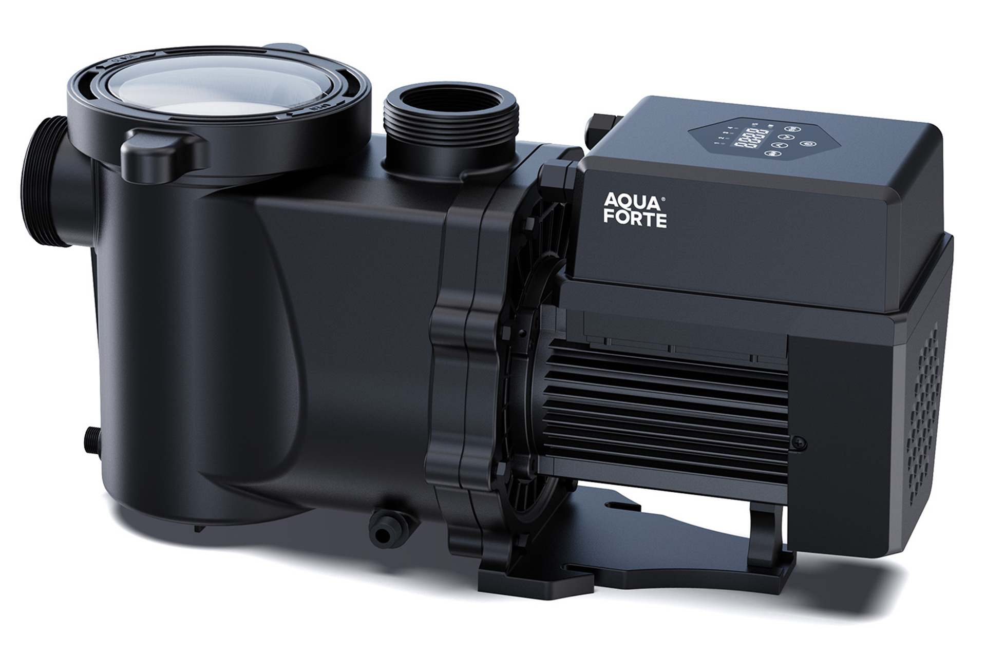 Zodiac InverGreen Eco IVS Poolpumpe, schwarzes Gehäuse mit transparentem Deckel und digitalem Display