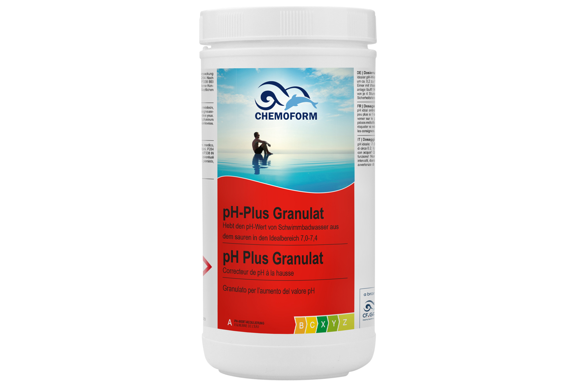 Chemoform pH-Plus Granulat in weißer Dose, Vorderansicht mit Produktetikett