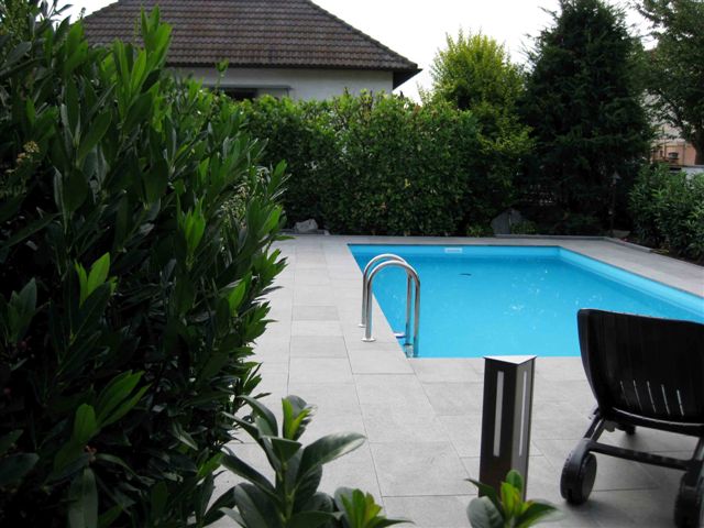 Schwimmbecken mit Edelstahlleiter