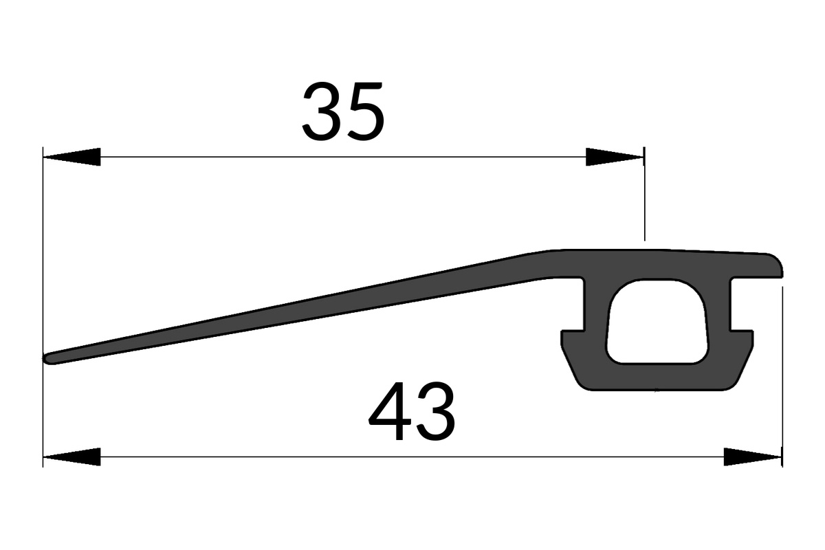 Technische Zeichnung der Albixon Moduldichtung 8,8 x 35 mm mit den Maßen 35 und 43 mm