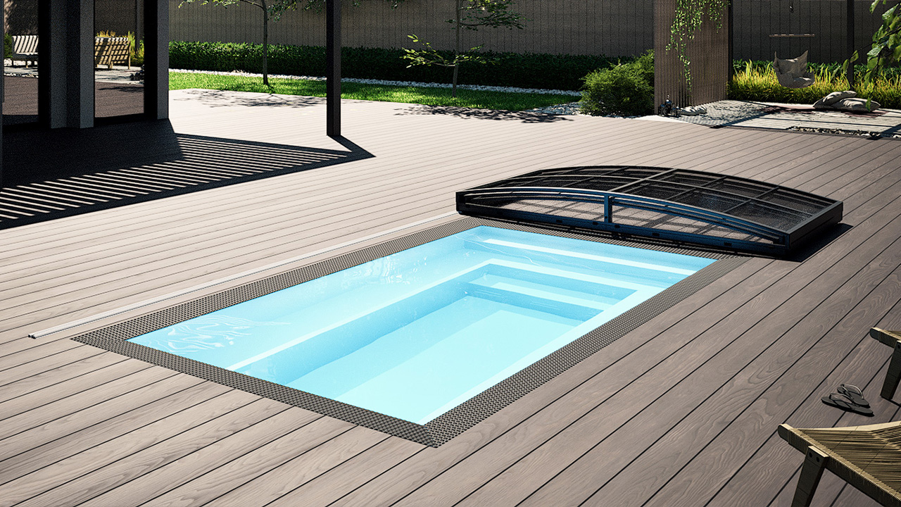 Übersicht des Albixon PP Pool Mini Qbig in Weiß mit den Abmessungen 225 x 250