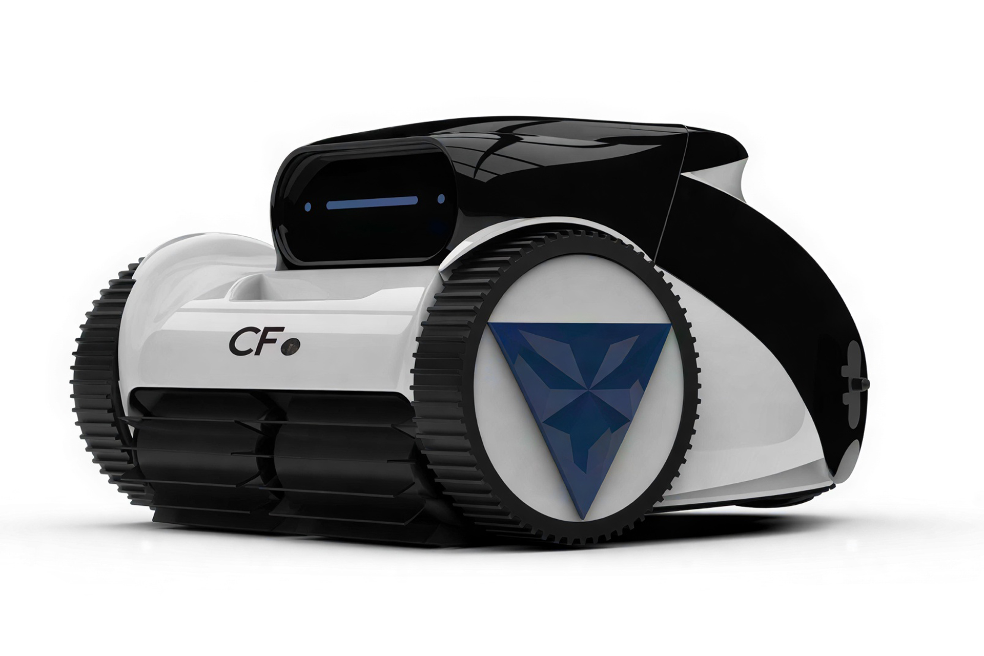 CF ZEN 20 Poolroboter, kabellos, in Schwarz-Weiß mit blauen Akzenten, schräg von vorne