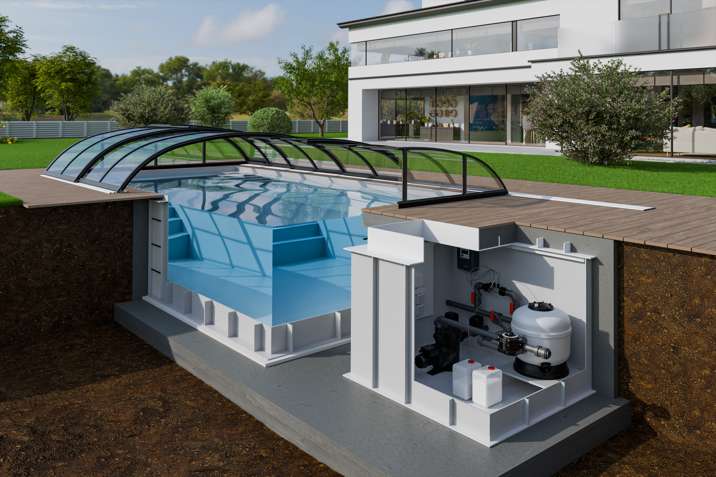 Skimmerbecken Elite PP Plus Pool 4x11 m