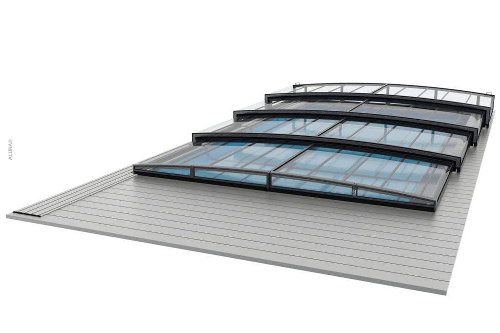 Flache Poolüberdachung Aluna® Exclusive Line R1