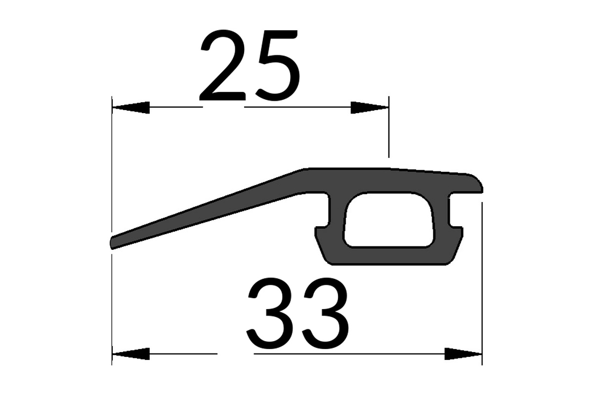 Technische Zeichnung der Albixon Moduldichtung 11 x 25 mm mit den Maßen 25 und 33 mm